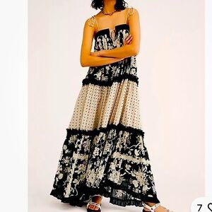 Free People Black and Cream Maxi Dress